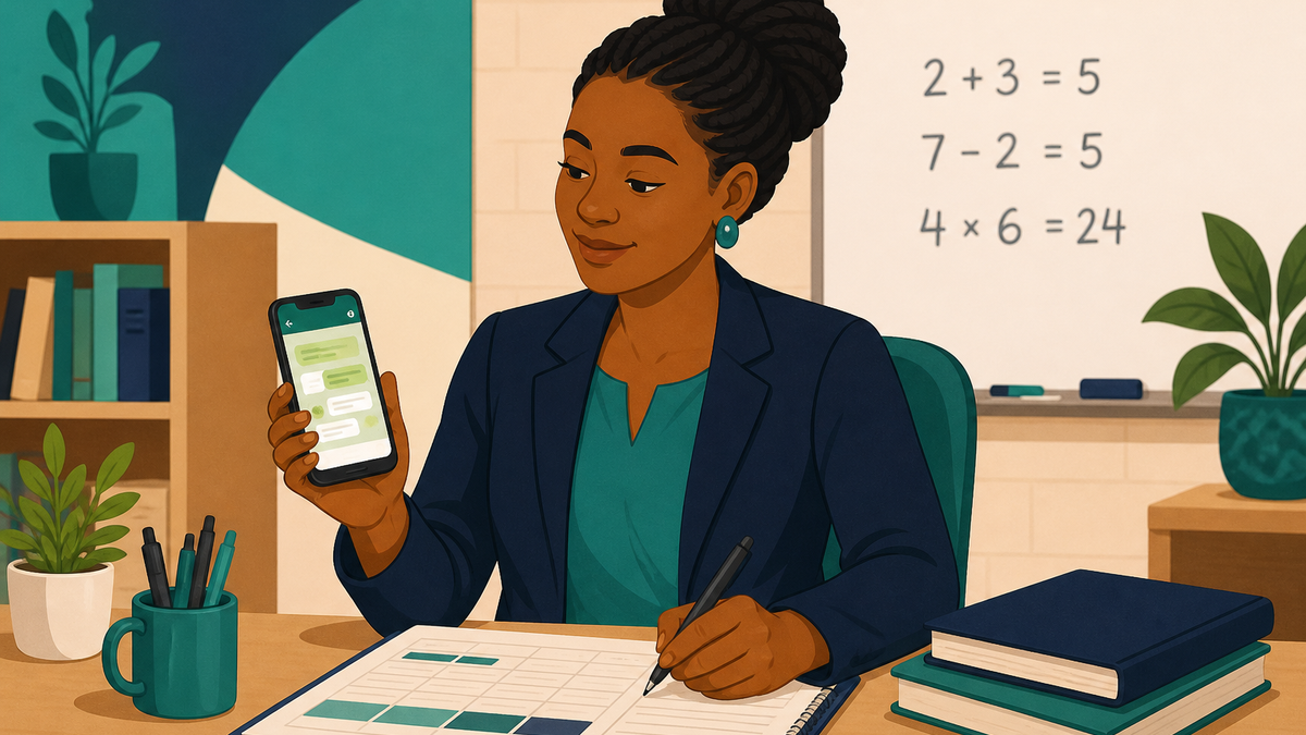 Educator using Gamma AI teaching assistant on WhatsApp