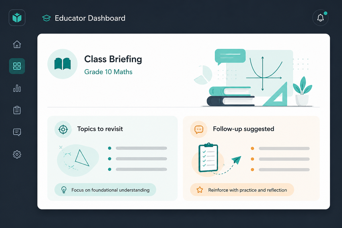 Illustrative educator briefing — topics and follow-up signals