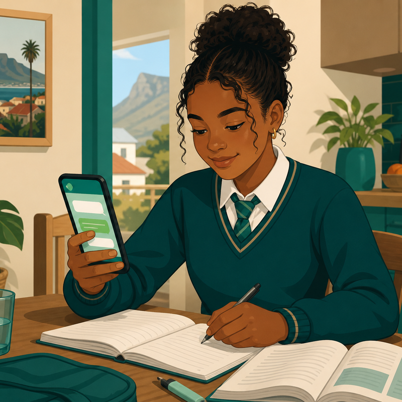 Coloured South African learner studying for exams