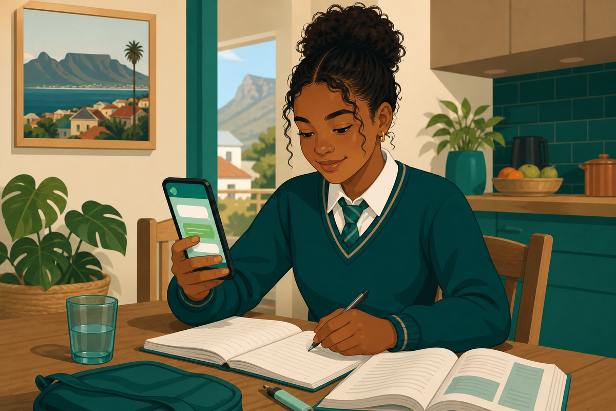 Coloured South African learner studying for exams